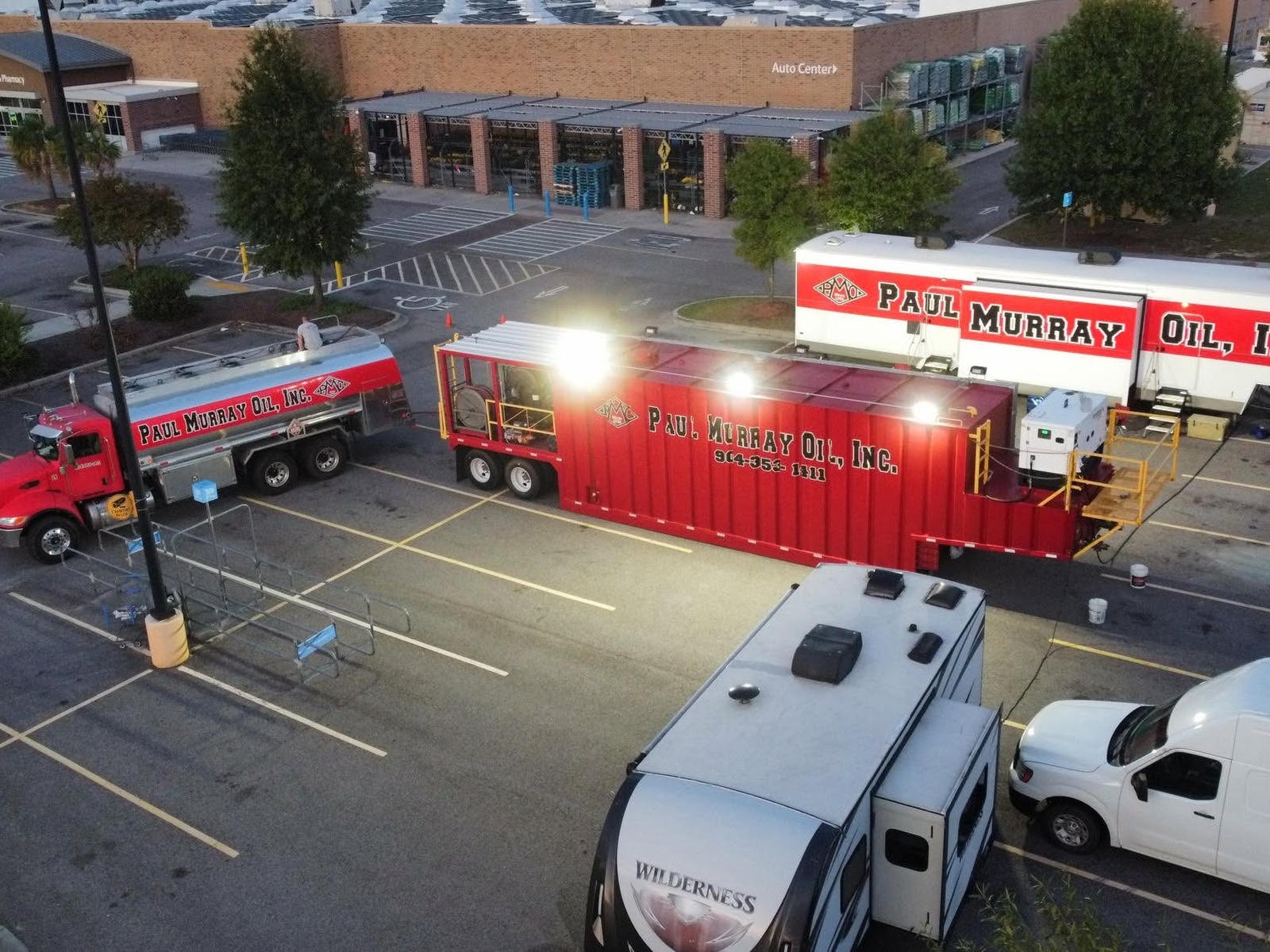Paul Murray Oil fuel trucks supporting a store during an outage